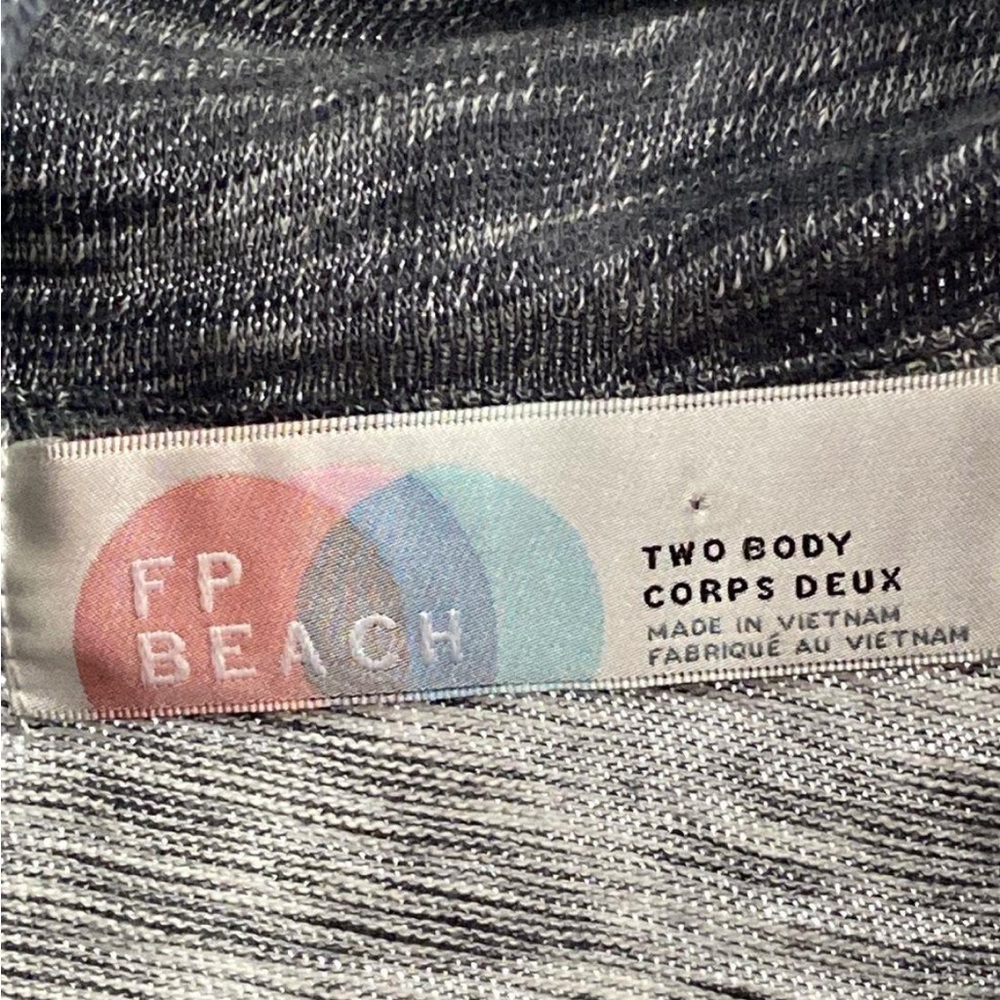 NWT FP Beach Charcoal and Grey Distressed LS Cowl Neck Shirt.       Size M/L - Picture 2 of 5